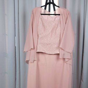 David's Bridal Pink Formal Dress With Light Weight Jacket. Size 20